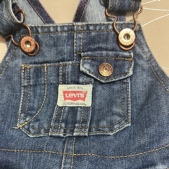 Levi's Blue Denim Overalls Adjustable Straps Medium Wash - Picture 2 of 10